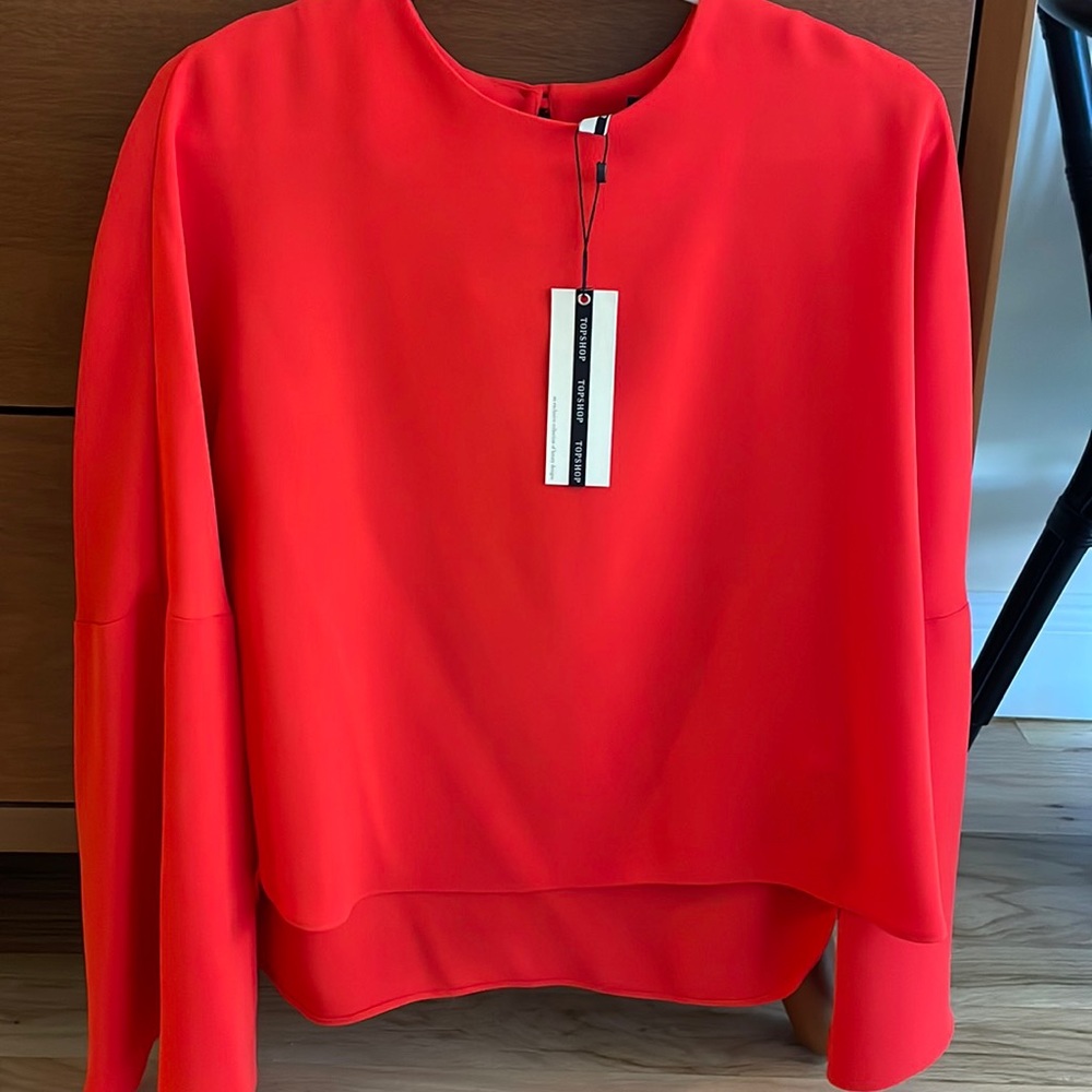 NEVER WORN topshop long sleeve red blouse